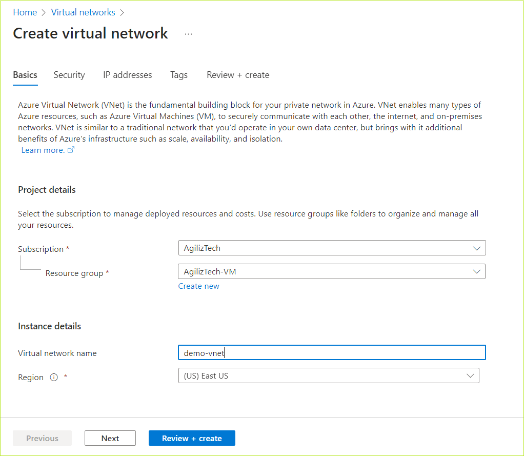 Create a Virtual Network