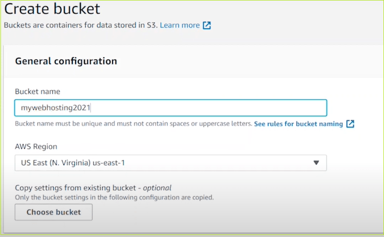 Creating Amazon S3 Bucket