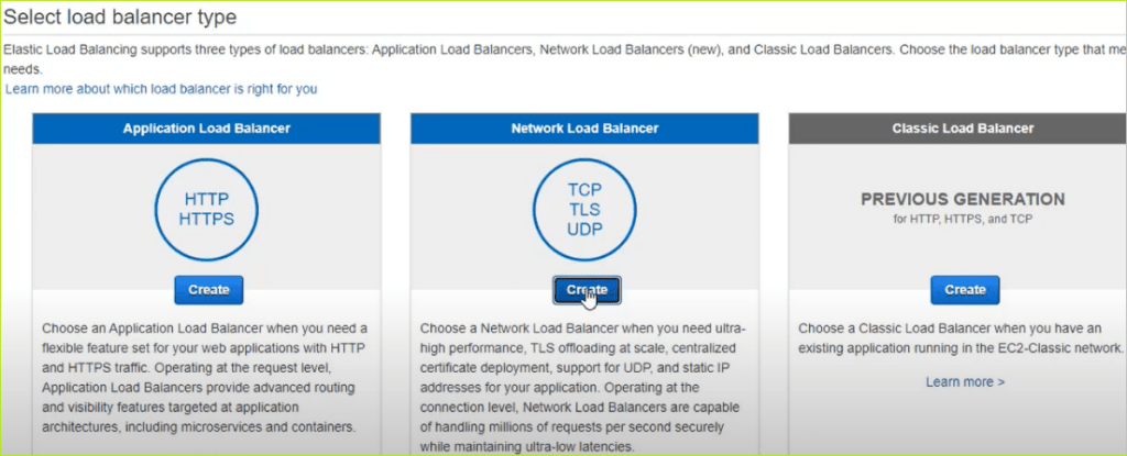 Creating Amazon Network Load Balancer