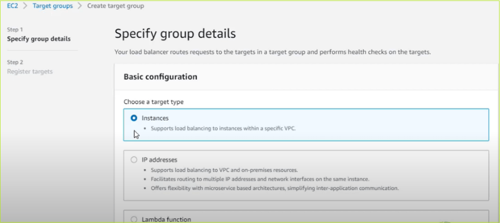 Creating Target Group