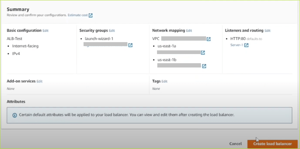 Creating Amazon Network Load Balancer