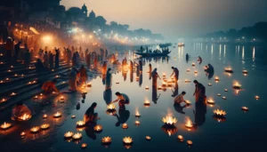 An-evening-Holi-scene-unfolds-by-the-Ganges-river