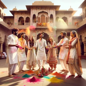 A-traditional-Indian-family-dressed-in-white -clothes-is-captured-standing-in-a-circle