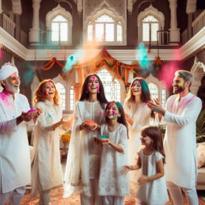 A-traditional-Indian-family-dressed-in-white -clothes-is-captured-standing-in-a-circle
